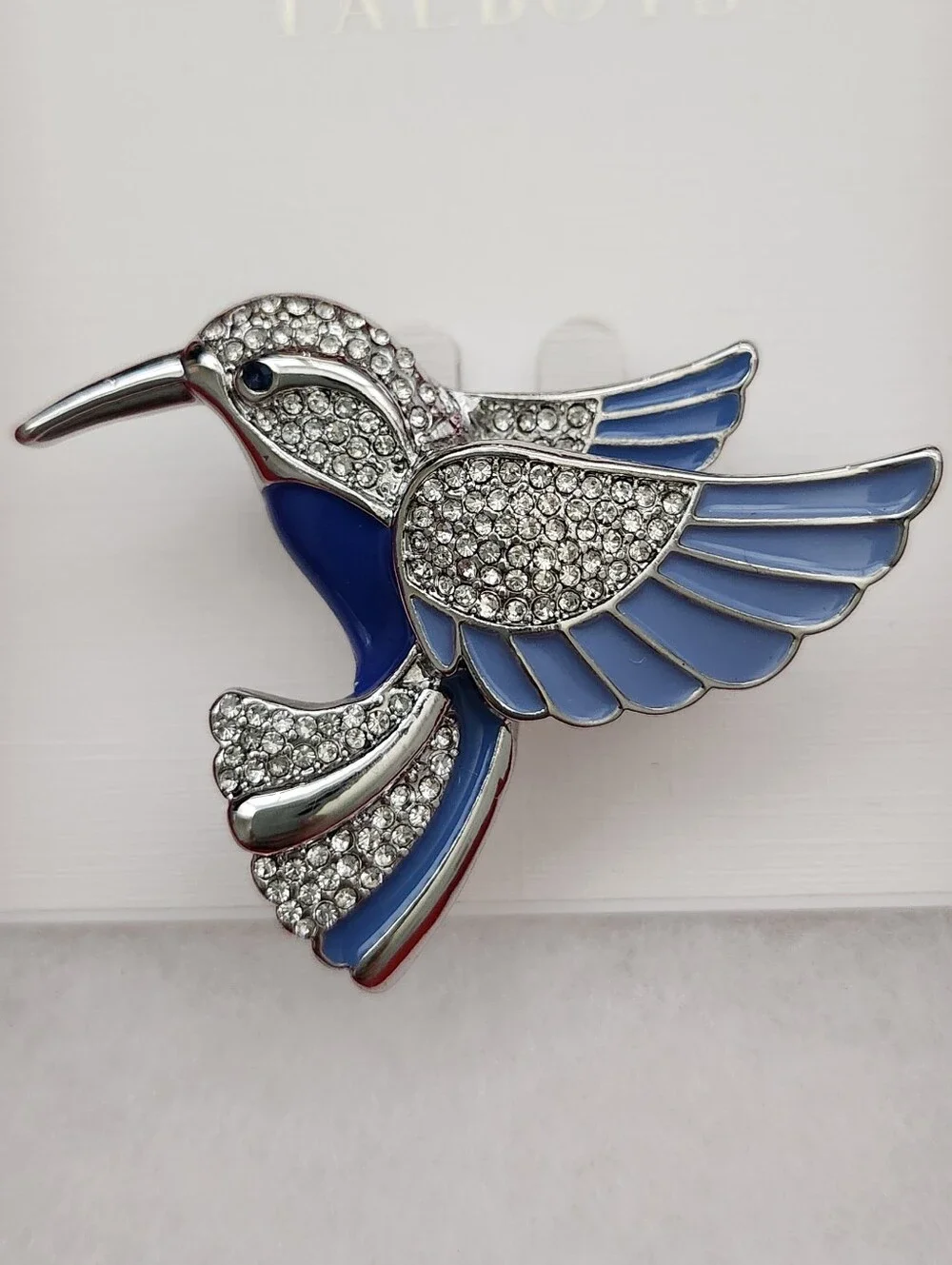 Blue Crystal Hummingbird Bird Pin Brooch - Brand: